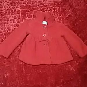 Red girls Children's place pea coat with bow